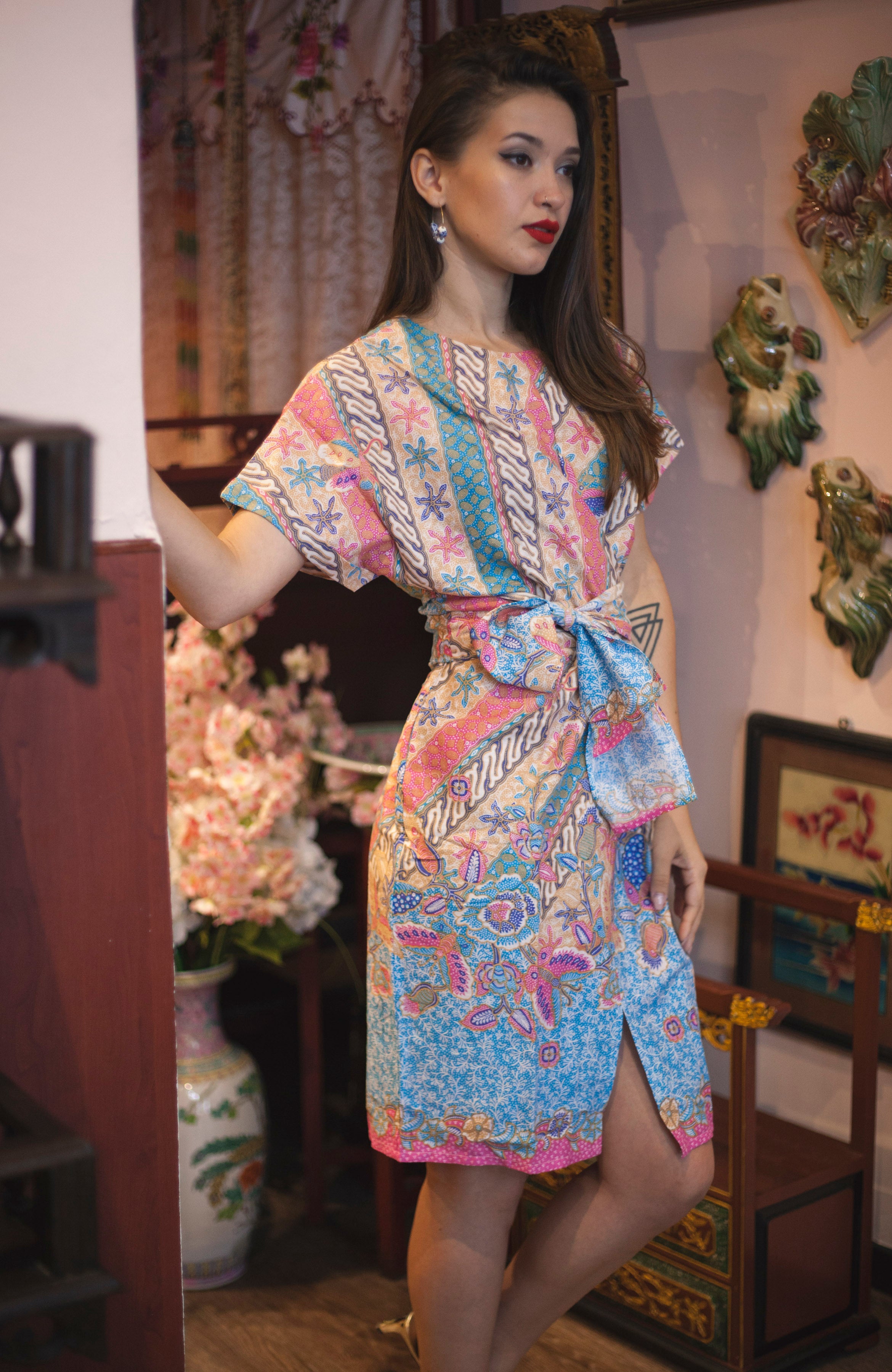 Nymphea kimono dress in Flax