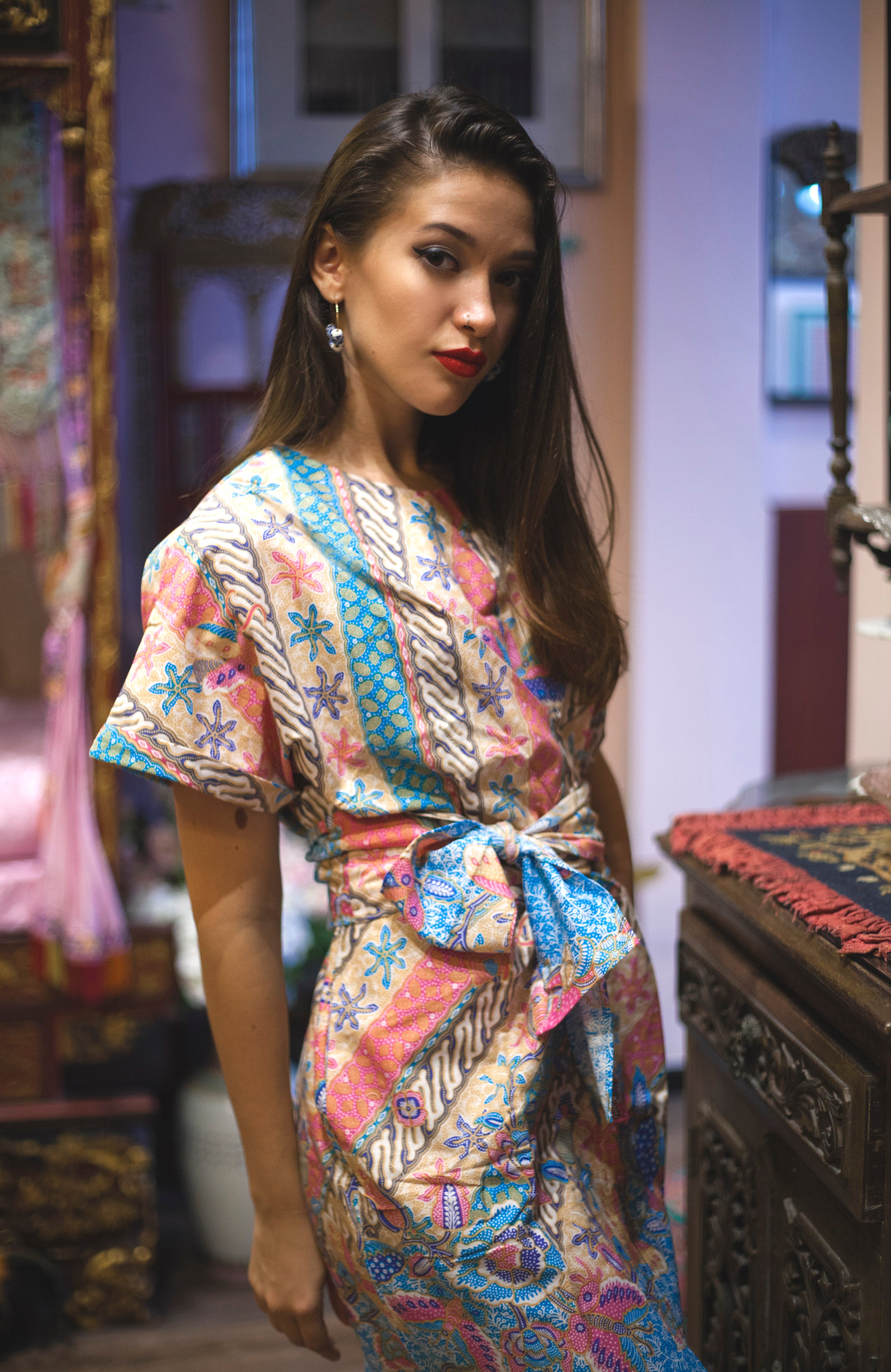 Nymphea kimono dress in Flax